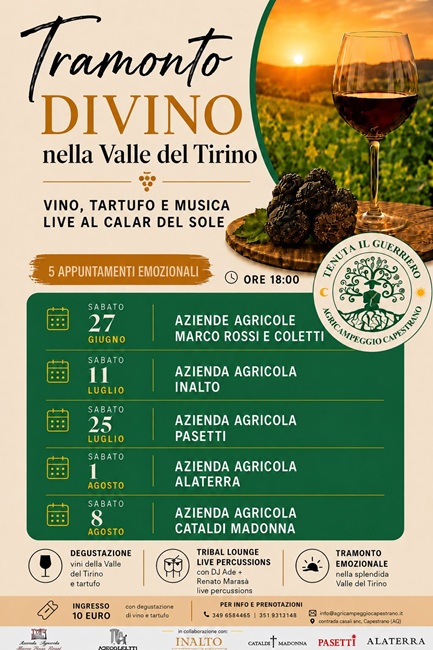 Tramonto Divino nella Valle del Tirino: degustazioni, tartufo e musica al tramonto